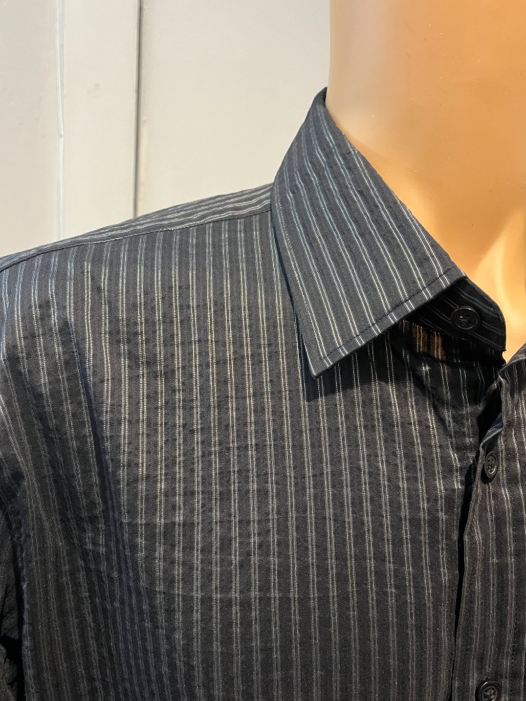 Hugo Boss Black Shirt, Silver Stripped Stretch Slim Fit 2xl Nwot — image 6 of 7